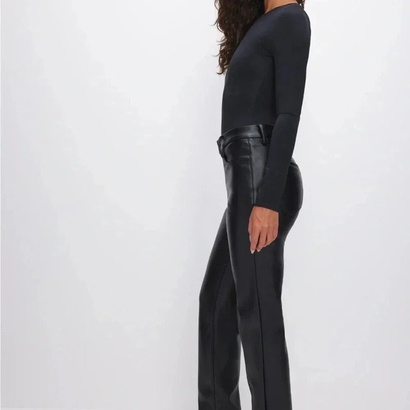 Good american icon faux leather jeans size 25 straight leg bikercore - Picture 5 of 9